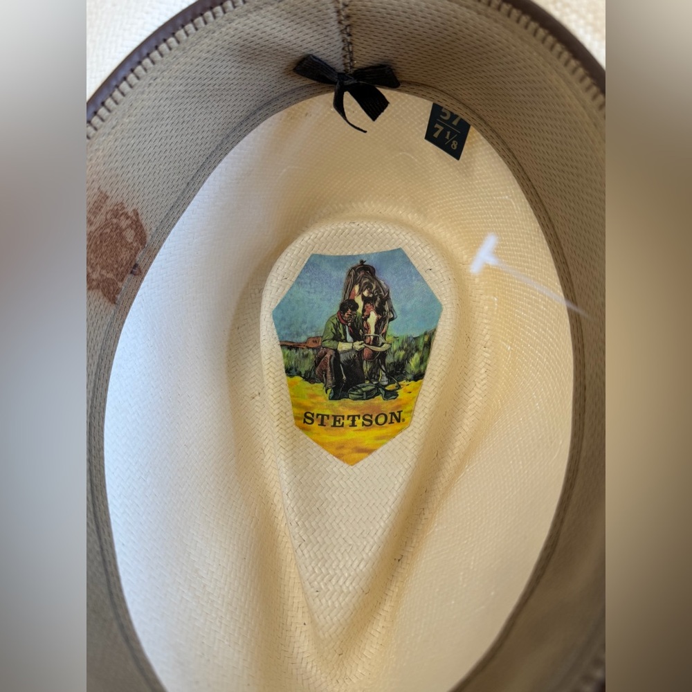 Stetson 8X White Straw Western Cowboy Hat. Size 7 1/8. - Picture 5 of 7